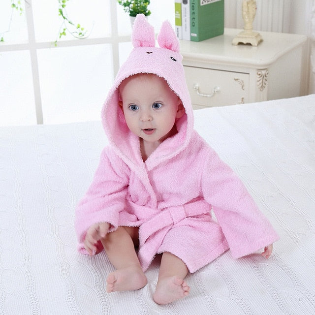 Hooded towel with animal motif