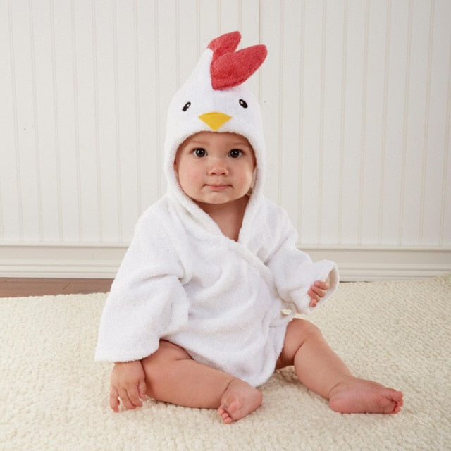 Hooded towel with animal motif