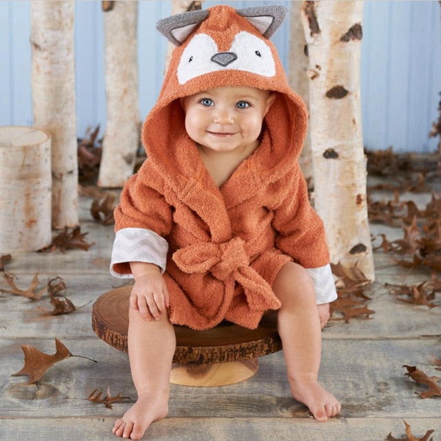 Hooded towel with animal motif