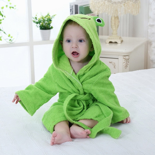 Hooded towel with animal motif