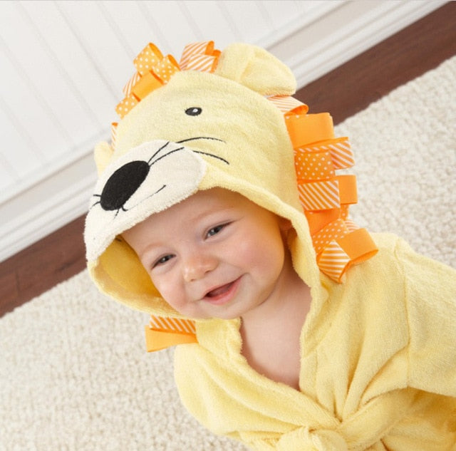 Hooded towel with animal motif