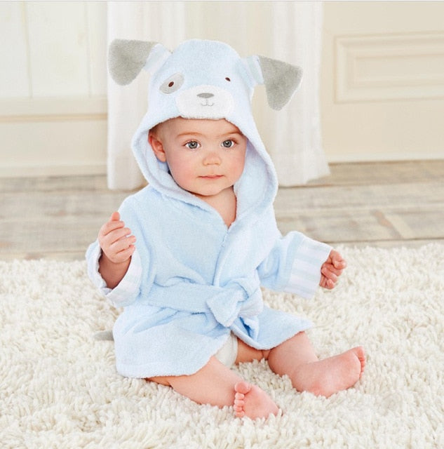 Hooded towel with animal motif