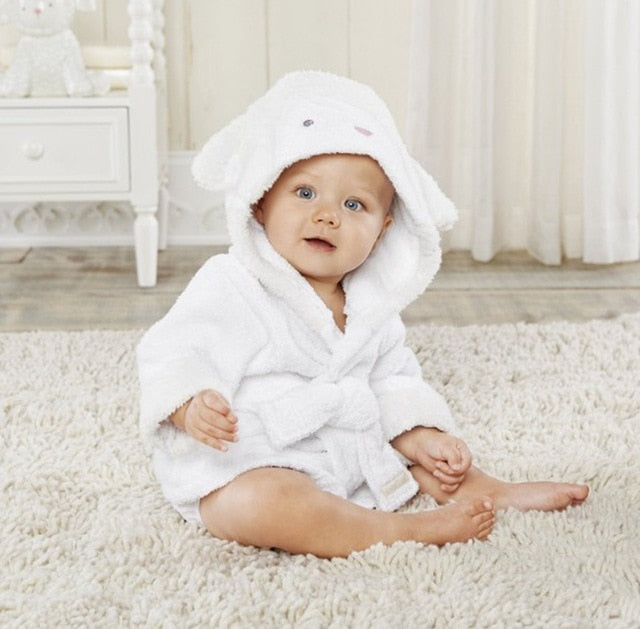 Hooded towel with animal motif