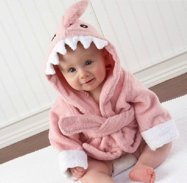 Hooded towel with animal motif