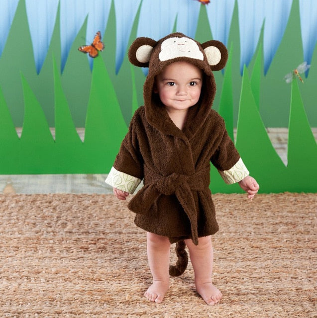 Hooded towel with animal motif