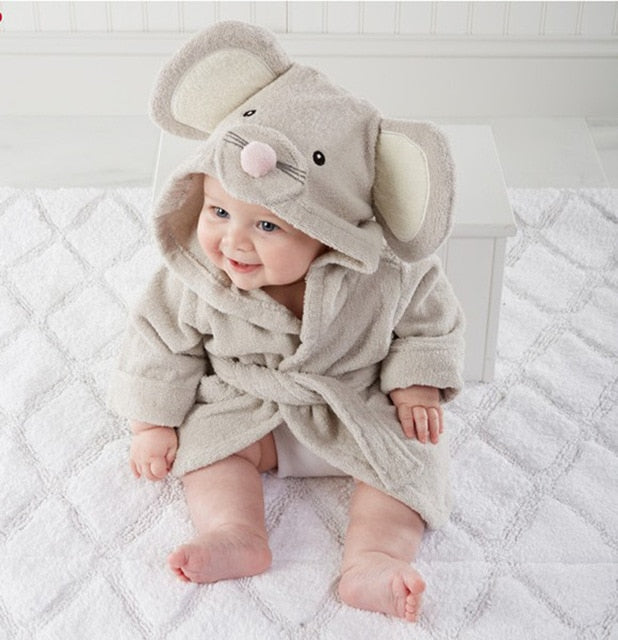Hooded towel with animal motif