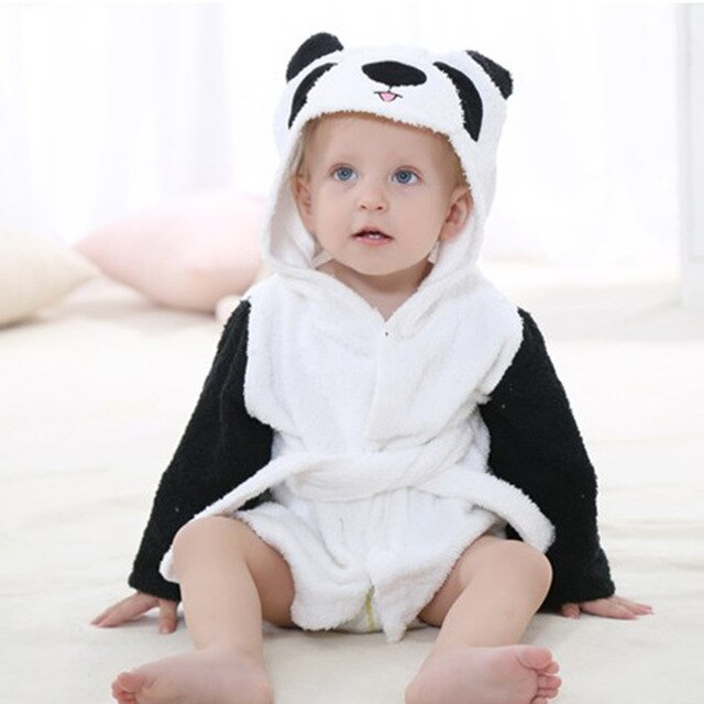 Hooded towel with animal motif
