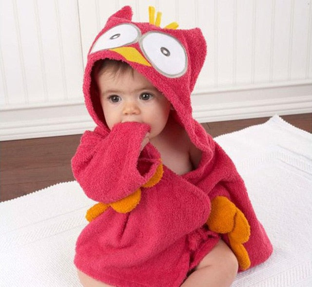 Hooded towel with animal motif
