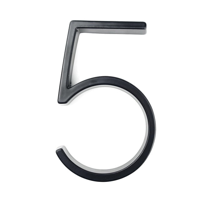 Skanto | Royelux Modern House Numbers - Stainless Zinc Alloy, Black Finish, 5" Height