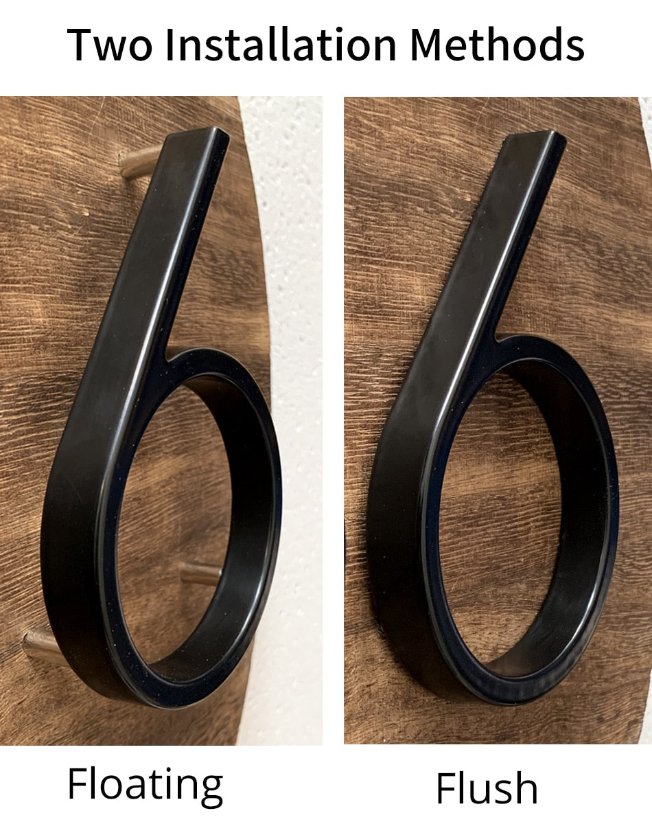 Skanto | Royelux Modern House Numbers - Stainless Zinc Alloy, Black Finish, 5" Height