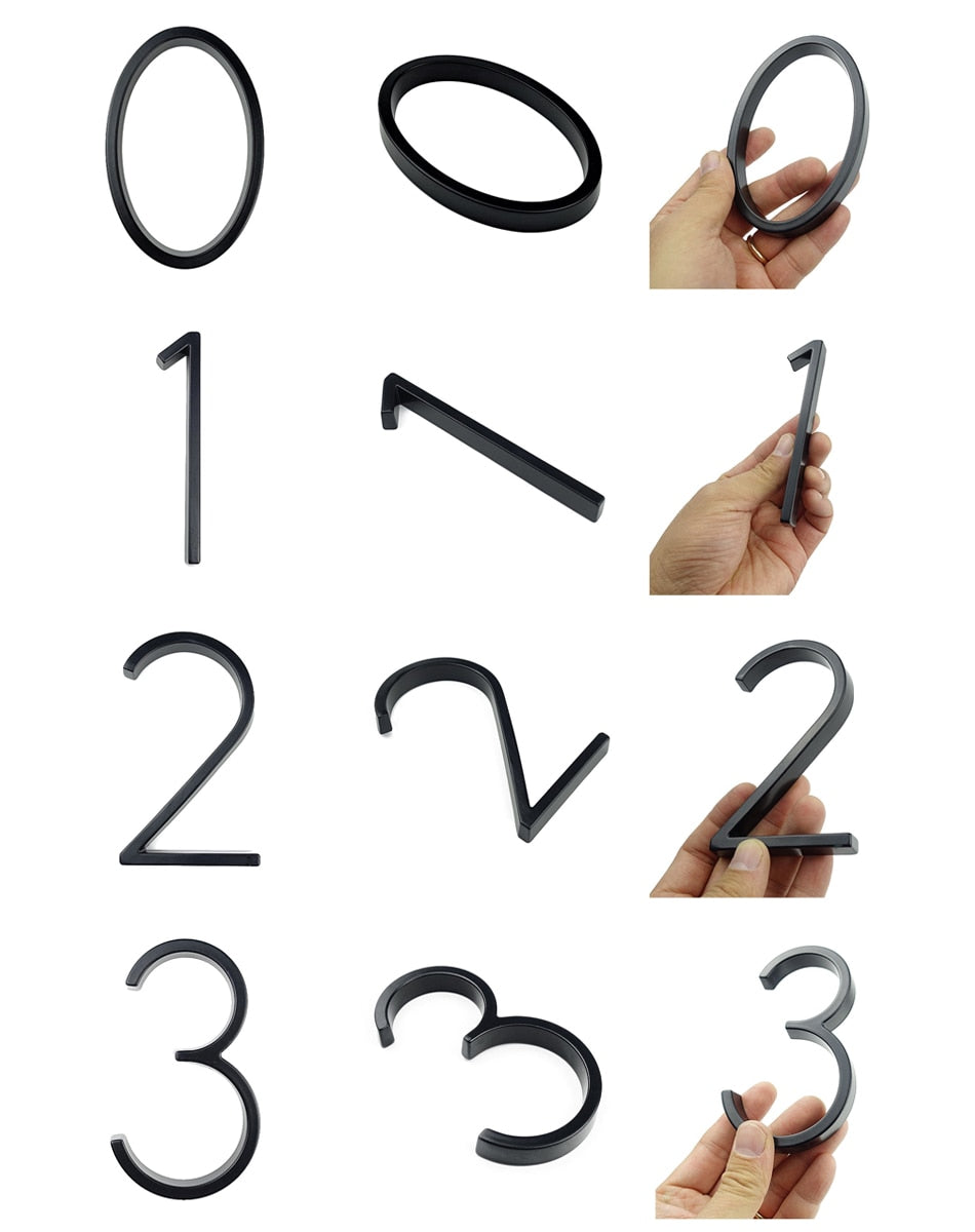 Skanto | Royelux Modern House Numbers - Stainless Zinc Alloy, Black Finish, 5" Height