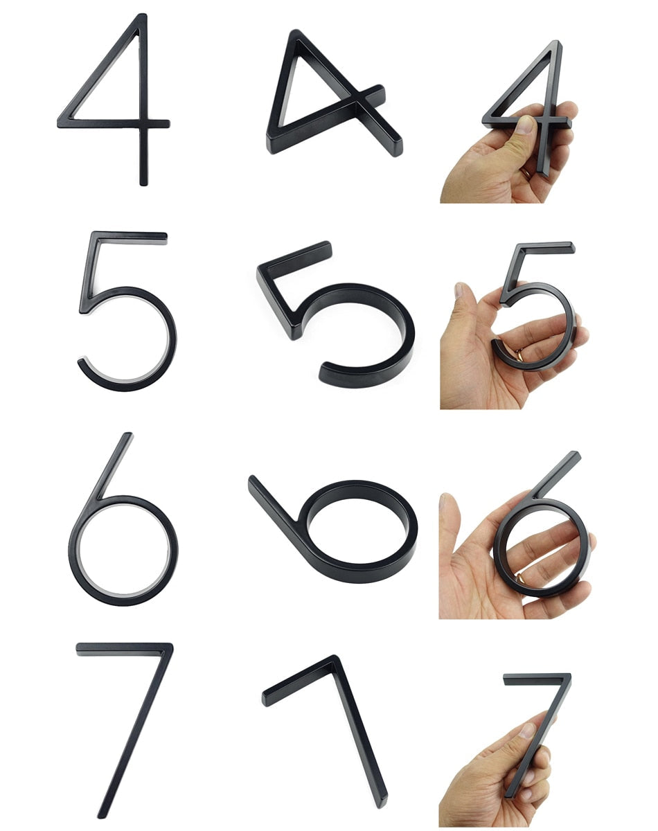 Skanto | Royelux Modern House Numbers - Stainless Zinc Alloy, Black Finish, 5" Height