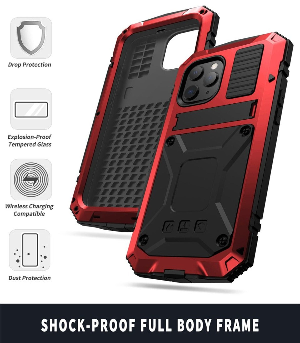 Skanto | Protective Shockproof Tempered Glass Metal Case for iPhone