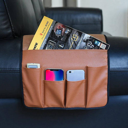 Skanto | Non-slip 5 Pocket Leather Armrest Chair Organizer