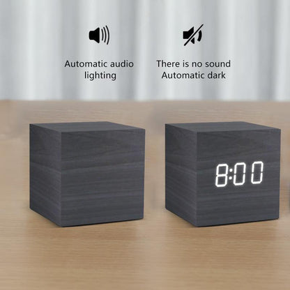 BowLift | LED Alarm Clock in Wooden Cube Form
