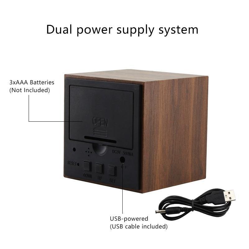 Skanto | Wooden LED Alarm Clock Cube