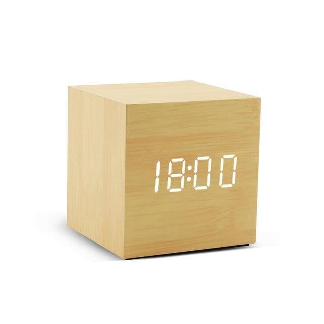Skanto | Wooden LED Alarm Clock Cube