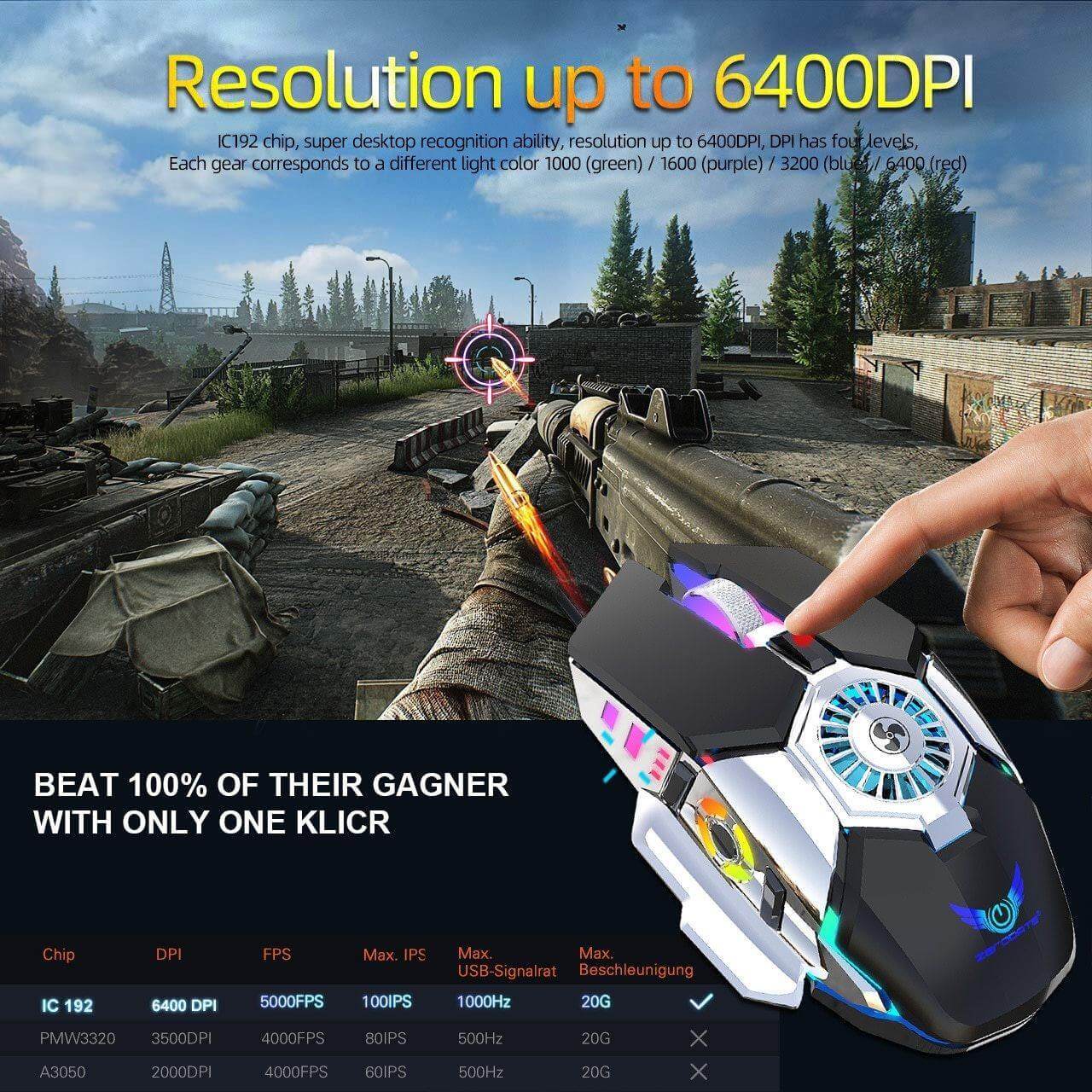 Skanto | Cooling USB Fan Gaming Mouse