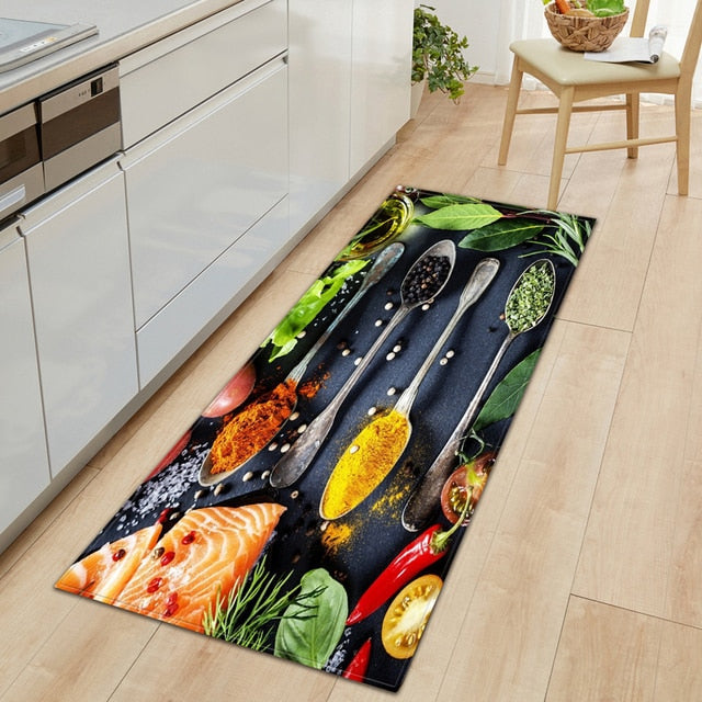Skanto | CookEase Mat with Food Theme | Non-Slip & Water-Repellent | Comfort Mat for Kitchen & Household