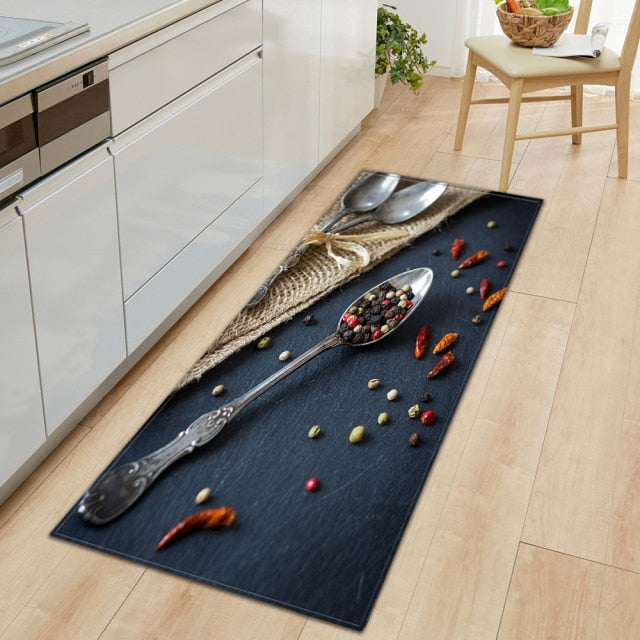 Skanto | CookEase Mat with Food Theme | Non-Slip & Water-Repellent | Comfort Mat for Kitchen & Household