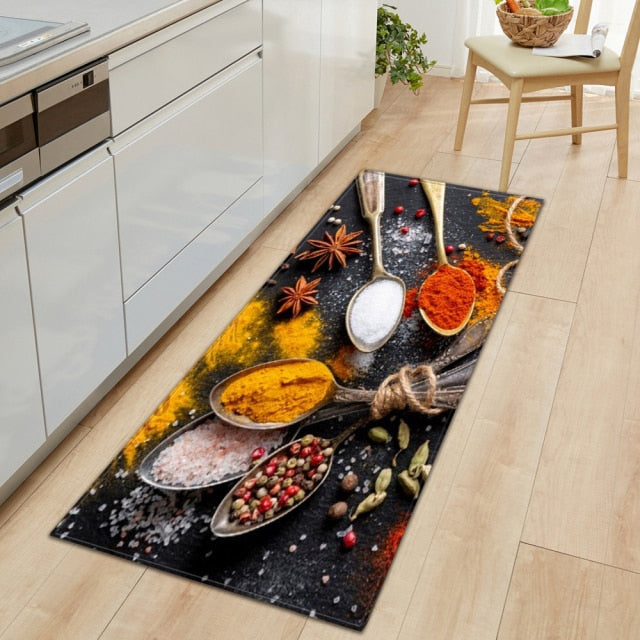 Skanto | CookEase Mat with Food Theme | Non-Slip & Water-Repellent | Comfort Mat for Kitchen & Household