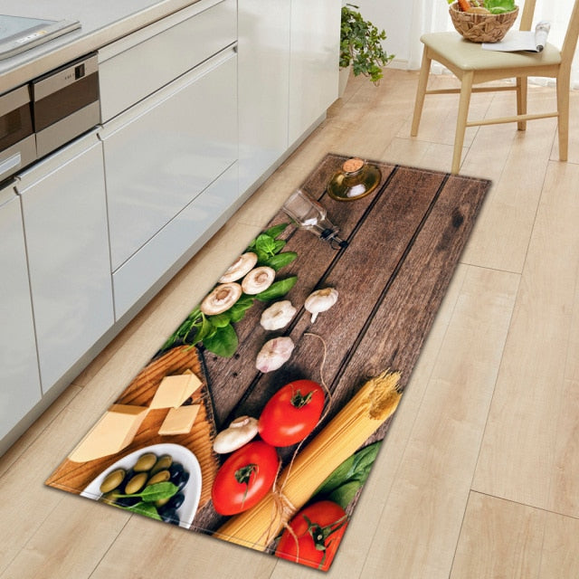 Skanto | CookEase Mat with Food Theme | Non-Slip & Water-Repellent | Comfort Mat for Kitchen & Household