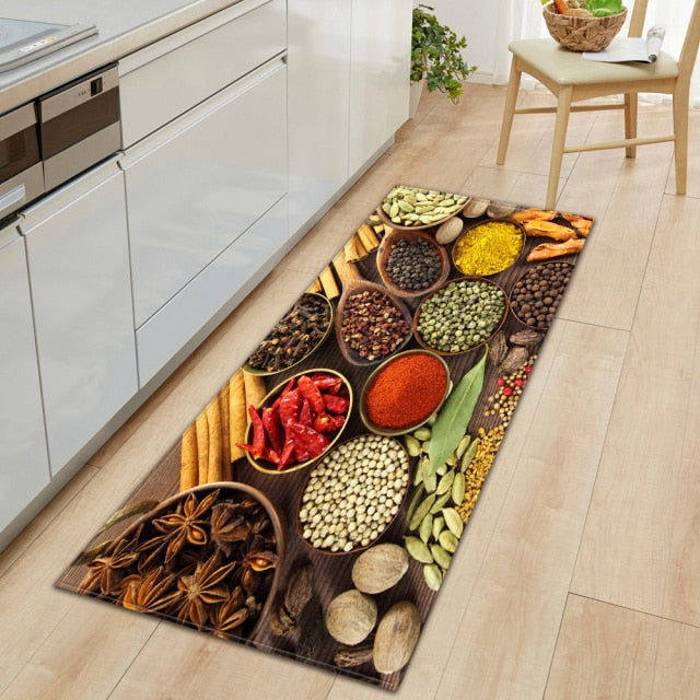 Skanto | CookEase Mat with Food Theme | Non-Slip & Water-Repellent | Comfort Mat for Kitchen & Household