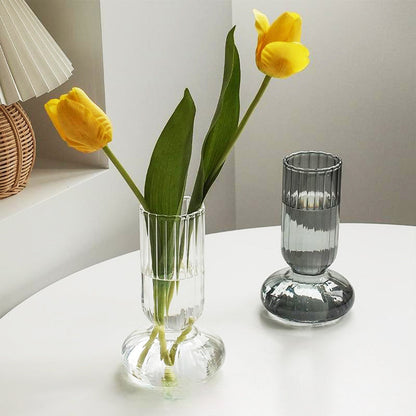 Glass Striped Cylinder Vase | Skanto