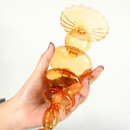 Modern Glass Candleholder-Orange | Bowlift