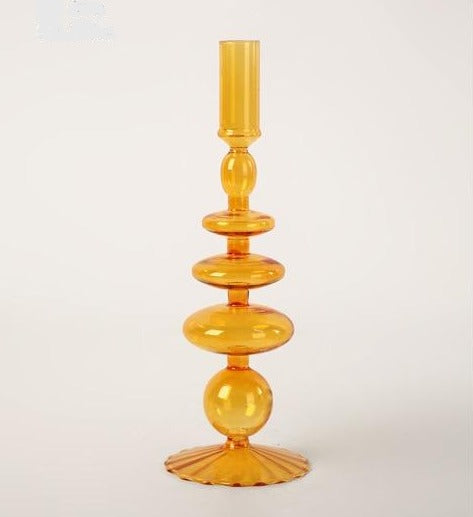 Modern Glass Candleholder-Orange | Bowlift