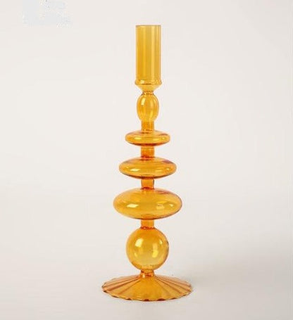 Modern Glass Candleholder-Orange | Bowlift