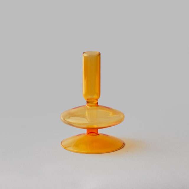 Modern Glass Candleholder-Orange | Bowlift