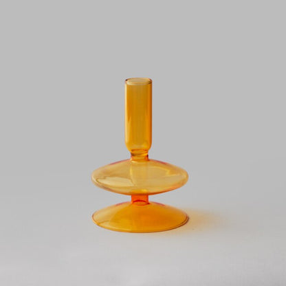 Modern Glass Candleholder-Orange | Bowlift
