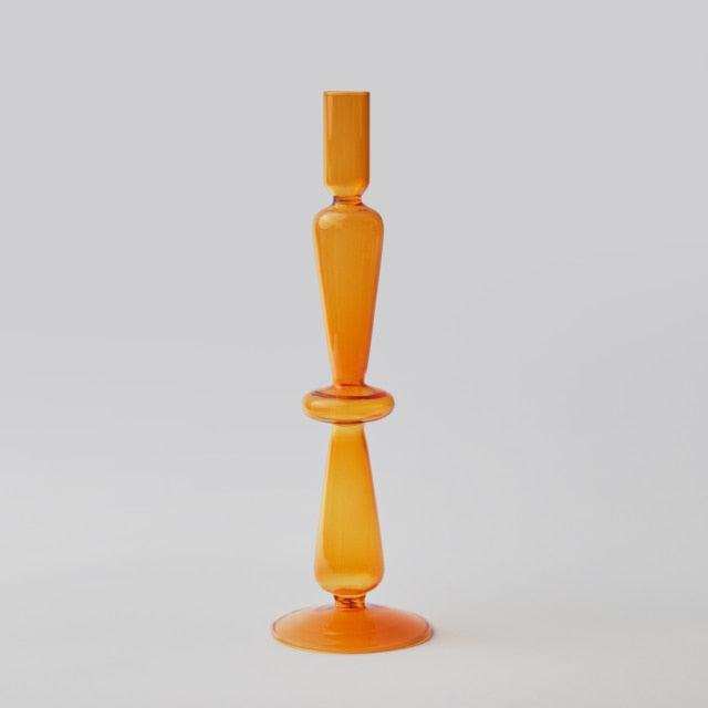 Modern Glass Candleholder-Orange | Bowlift