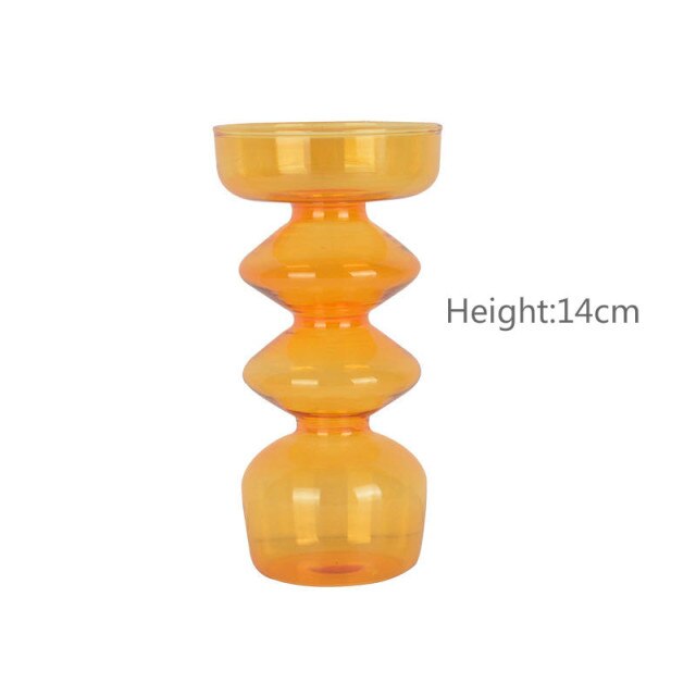 Modern Glass Candleholder-Orange | Bowlift