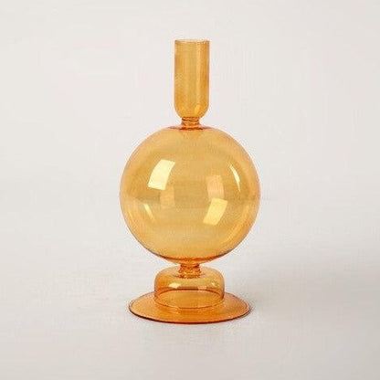 Modern Glass Candleholder-Orange | Bowlift