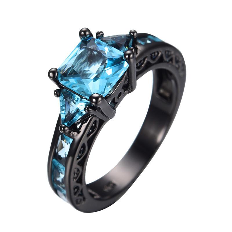 Aquamarine Gemstone Ring - 10kt Black Gold Plated | Bowlift