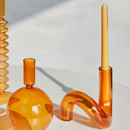 Modern Glass Candleholder-Orange | Bowlift