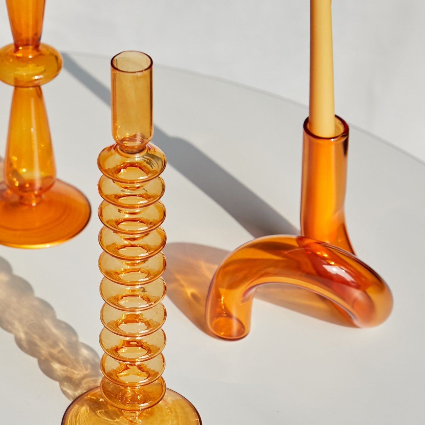 Modern Glass Candleholder-Orange | Bowlift