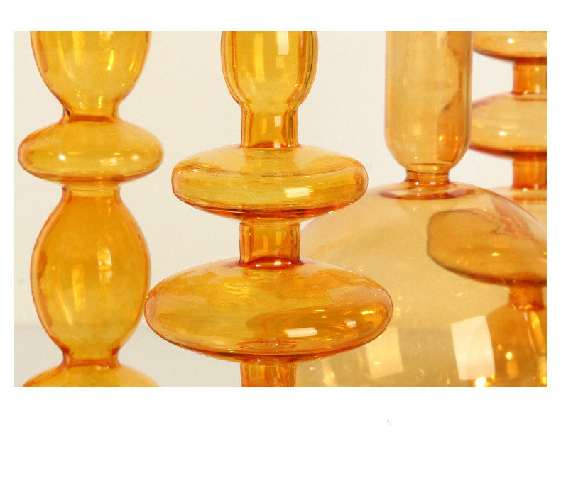 Modern Glass Candleholder-Orange | Bowlift