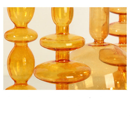 Modern Glass Candleholder-Orange | Bowlift