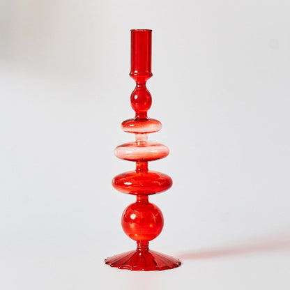 Skanto | Cherry Red Glass Candle Holder & Vases