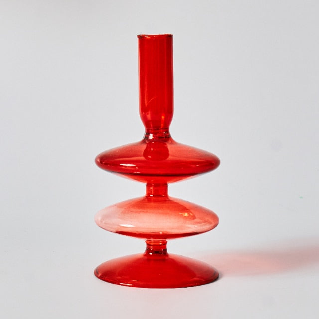 Skanto | Cherry Red Glass Candle Holder & Vases