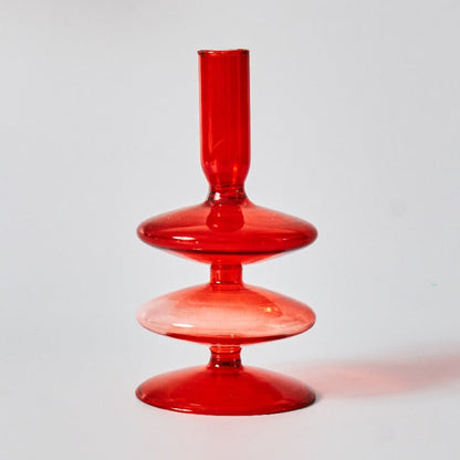 Skanto | Cherry Red Glass Candle Holder & Vases