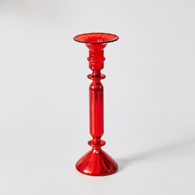 Skanto | Cherry Red Glass Candle Holder & Vases