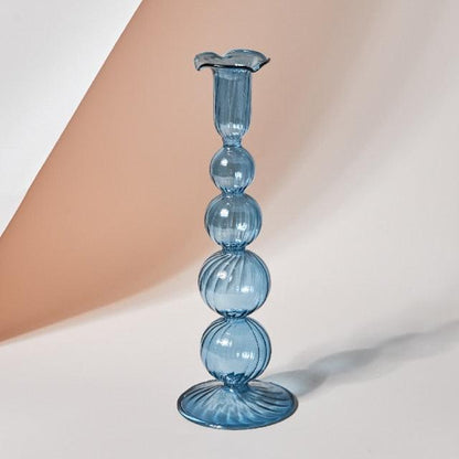 BowLift | GlowCharm Pastel Glass Candle Holder | Decorative Candle Stands | Elegant Table Decor