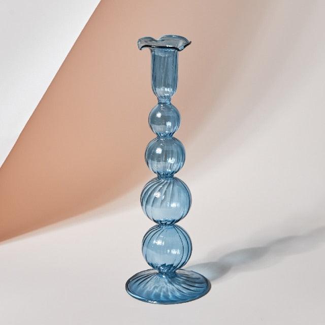 Skanto | GlowCharm Pastel Glass Candle Holder | Decorative Candle Holders | Elegant Table Decor