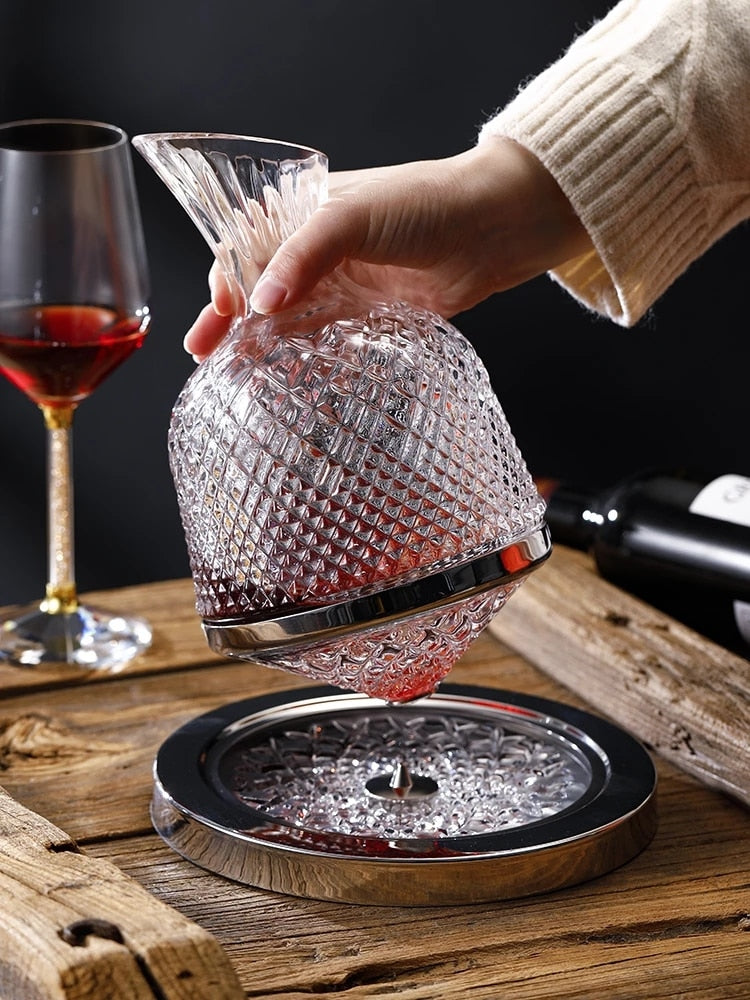 Elegant Crystal Spinning Wine Decanter