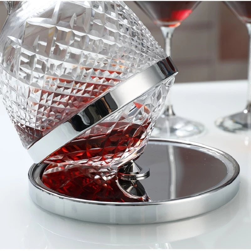 Elegant Crystal Spinning Wine Decanter
