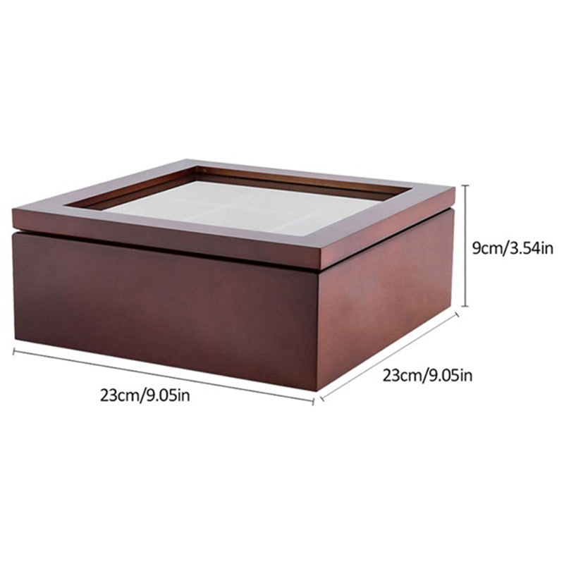 BowLift | Large Grid Caddy Wood Tea Storage Box